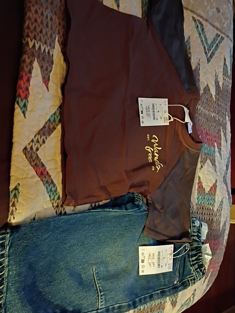 Zara Brown Graphic Kids Jeans Set